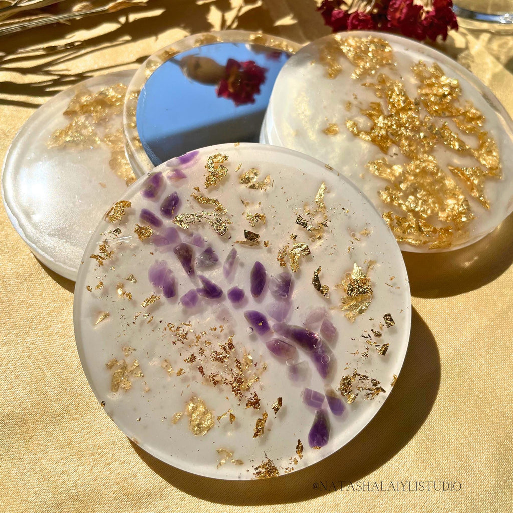 Zodiac Lapis Lazuli Crystal Resin Coaster Set