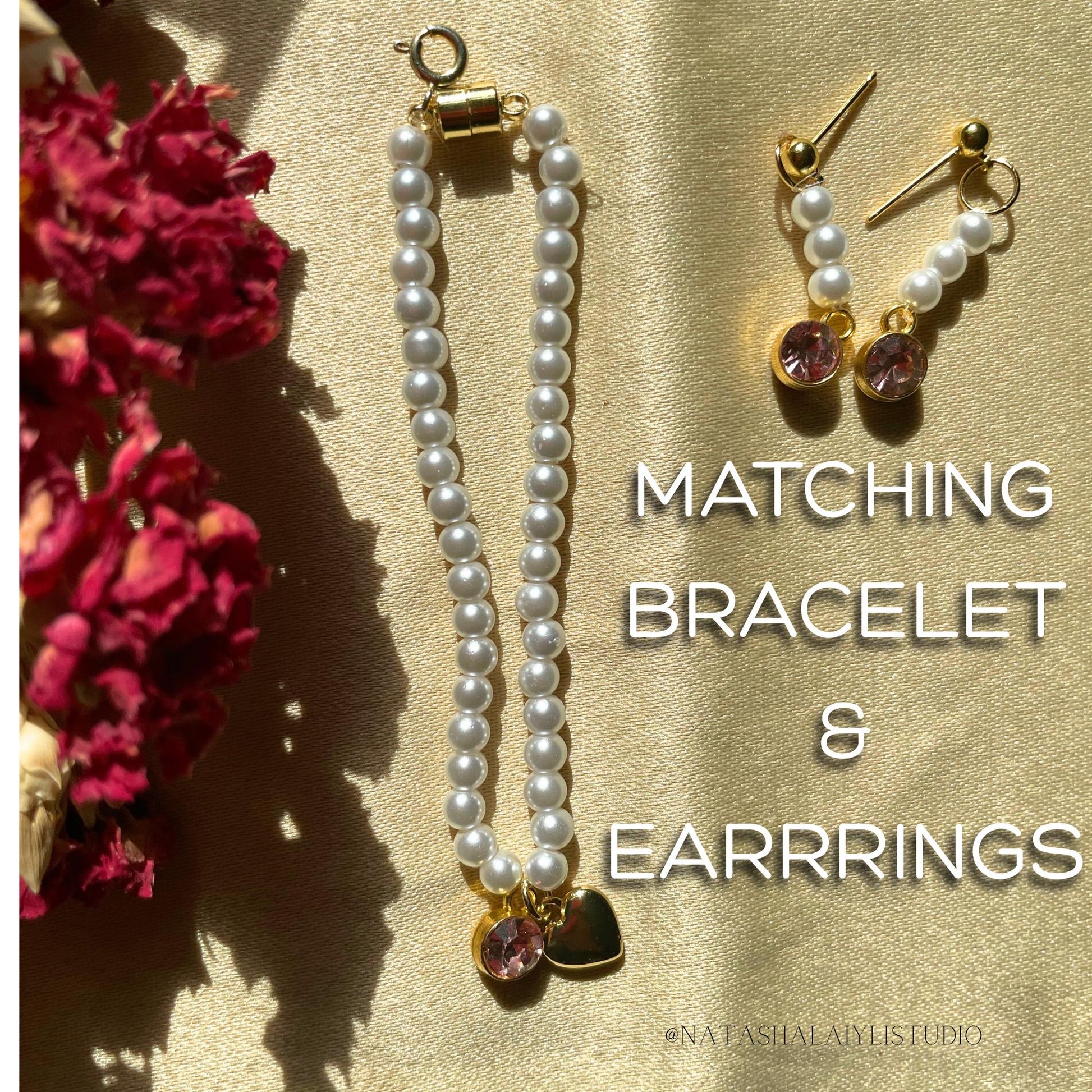 Custom Birthstone Pearl Bracelet Set – Handmade Jewelry with Charms & Gift Wrap Option