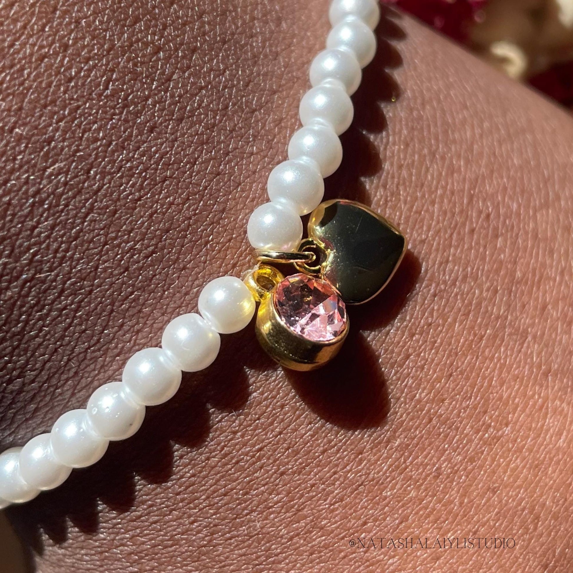 Custom Birthstone Pearl Bracelet Set – Handmade Jewelry with Charms & Gift Wrap Option