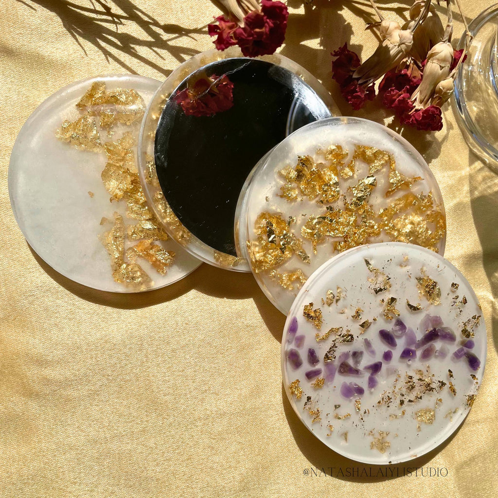 Zodiac Lapis Lazuli Crystal Resin Coaster Set