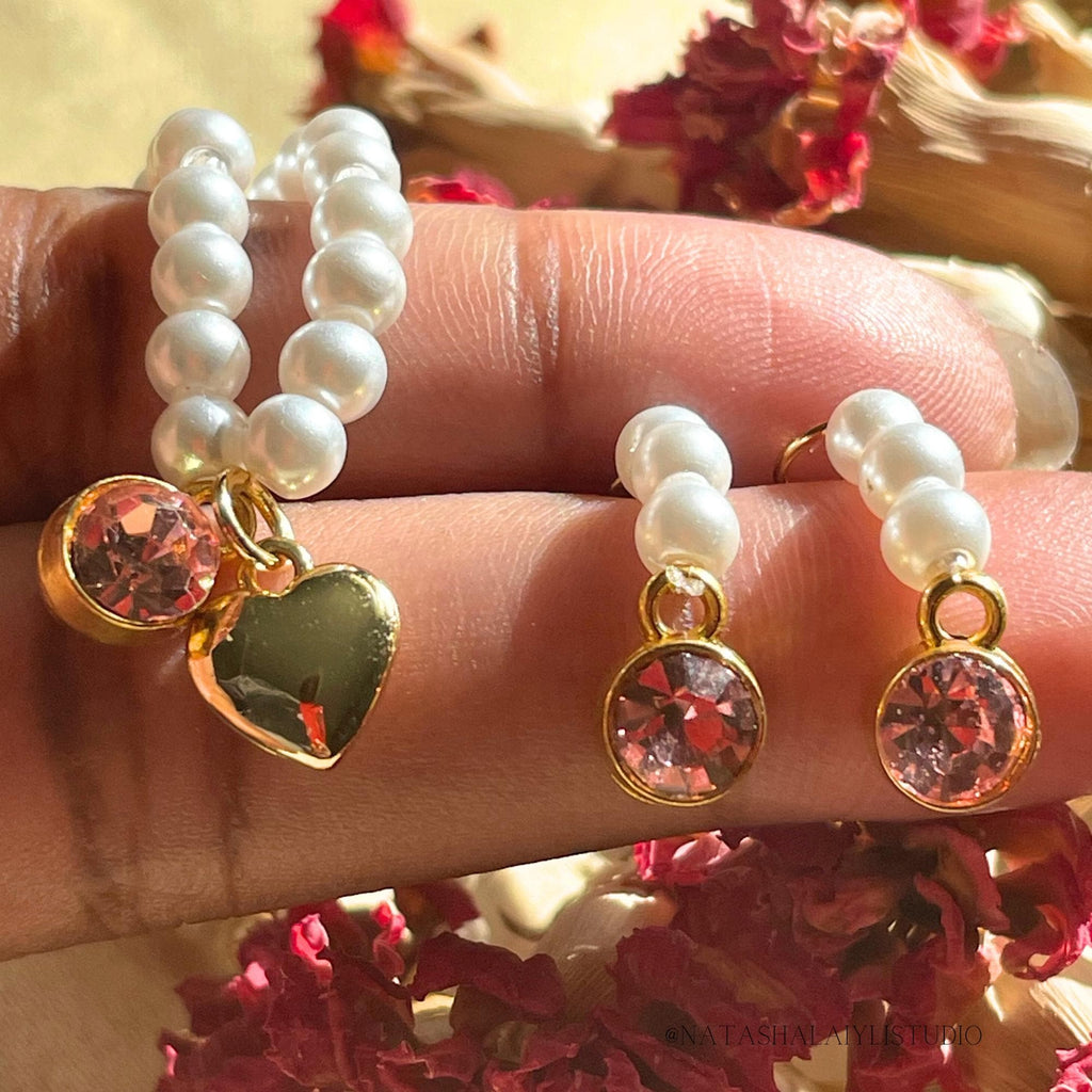Custom Birthstone Pearl Bracelet Set – Handmade Jewelry with Charms & Gift Wrap Option