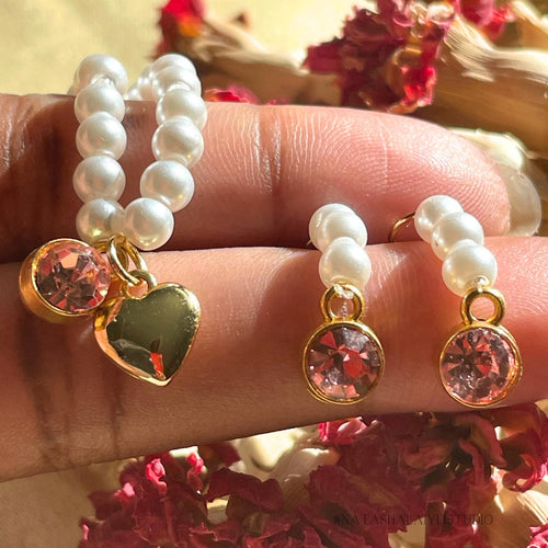 Custom Birthstone Pearl Bracelet Set – Handmade Jewelry with Charms & Gift Wrap Option