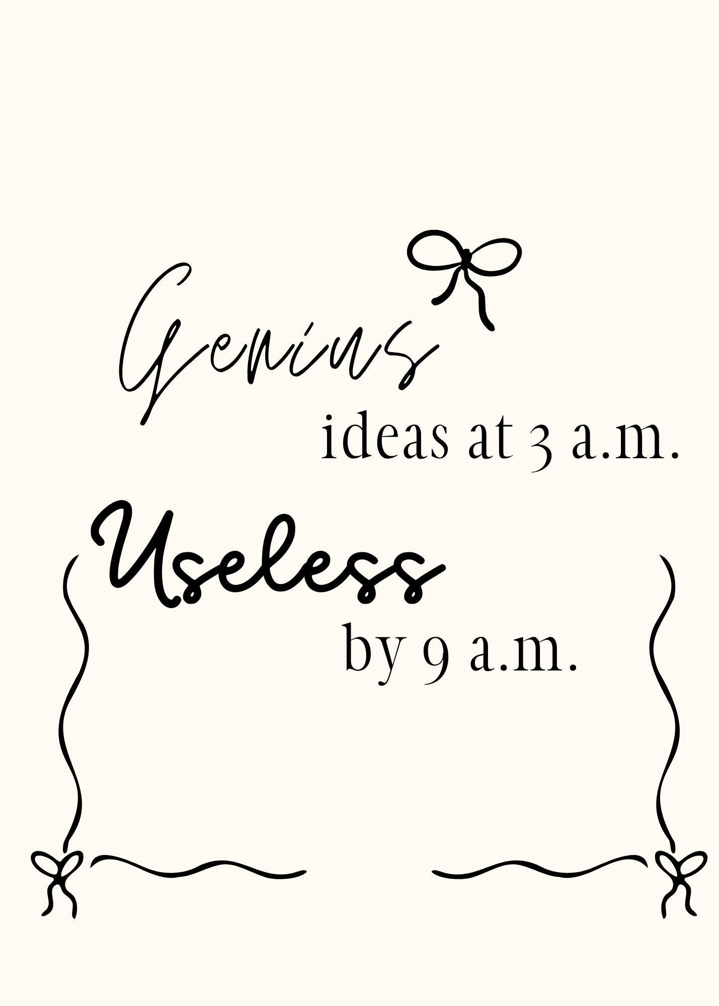 Genius Ideas at 3am Printable Topography Wall Art Digital Download