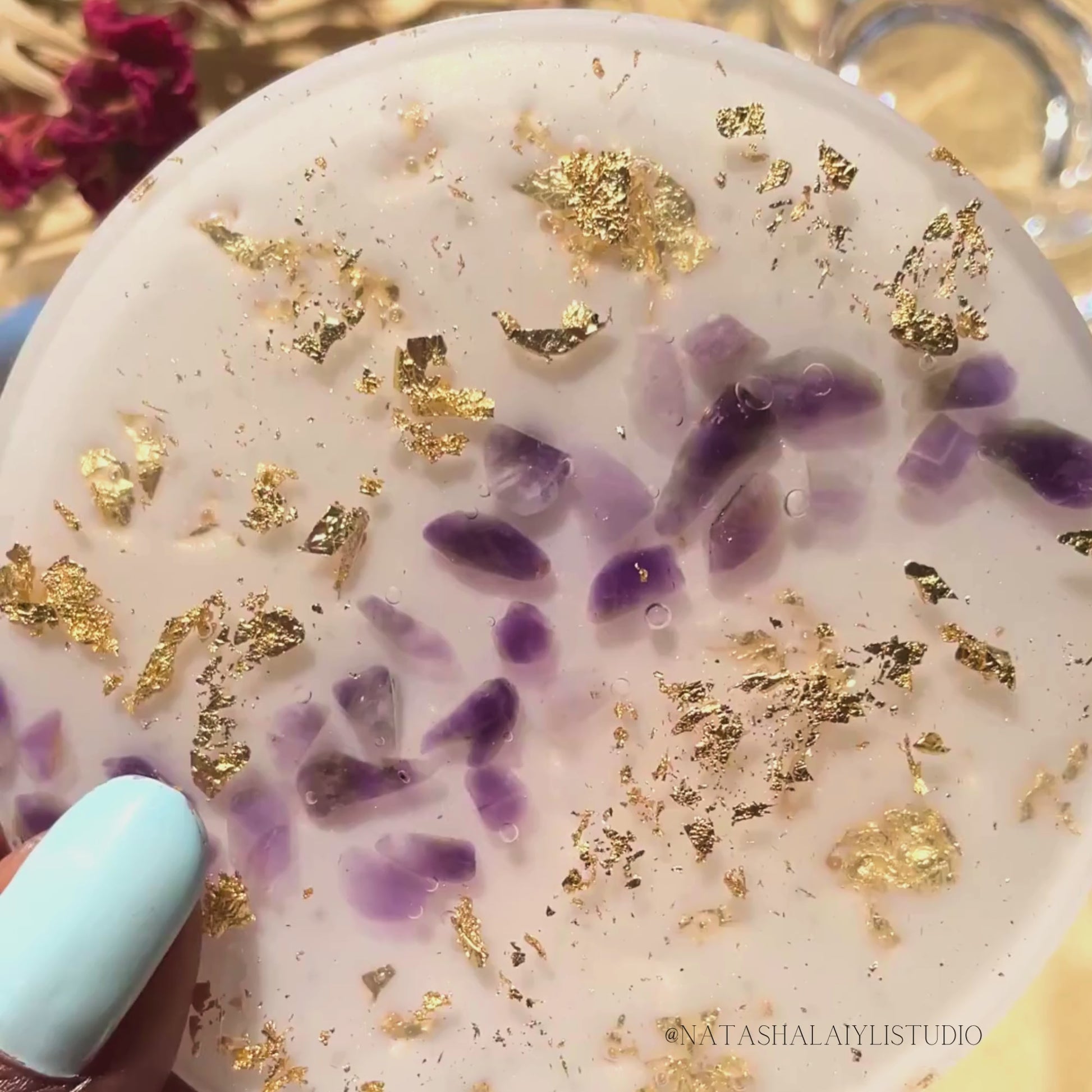 Zodiac Lapis Lazuli Crystal Resin Coaster Set